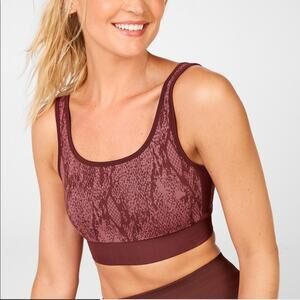 Fabletics Cherry Mocha Snakeskin Animal Print‎ Sports Bra Top Size Medium